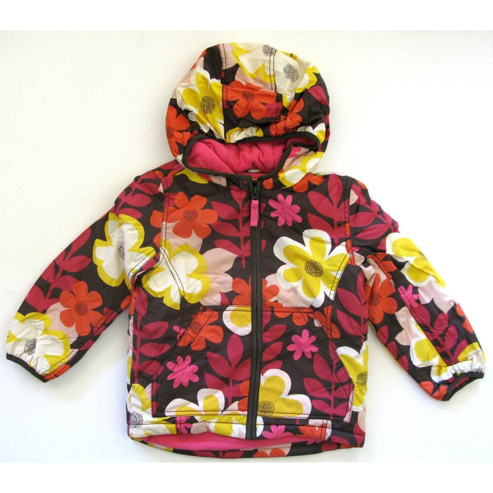 NEW Mini Boden girls coat 18-24 1.5-2 Y hooded jacket fleece anorak brown pink